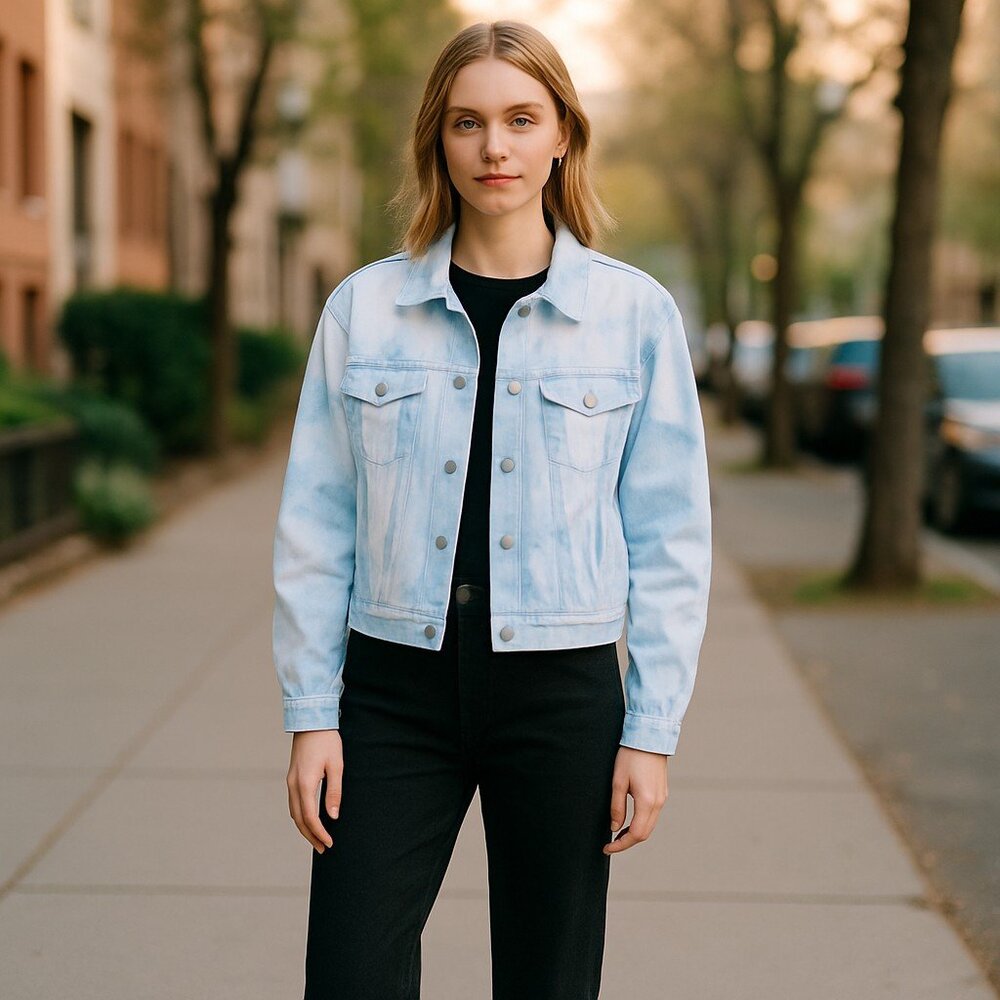 NWT Kensie Oversized Denim Jacket Tie Dye